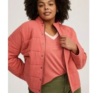 NWT Torrid Quilted Drop Shoulder Jacket In Faded Rose Size 2X